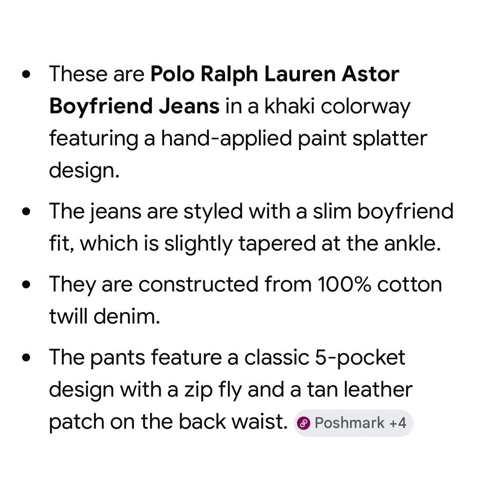 POLO RALPH LAUREN Aster paint splatter boyfriend Jean size 28 (6) - Picture 4 of 11